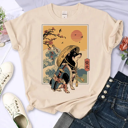 Shiba Inu top women anime tshirt female designer clothing