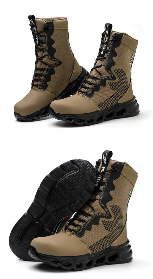 Safety Shoes Men Boots High Top Work Sneakers Steel Toe Anti-smash Puncture-Proof Work Boots Breathable Indestructible Shoes