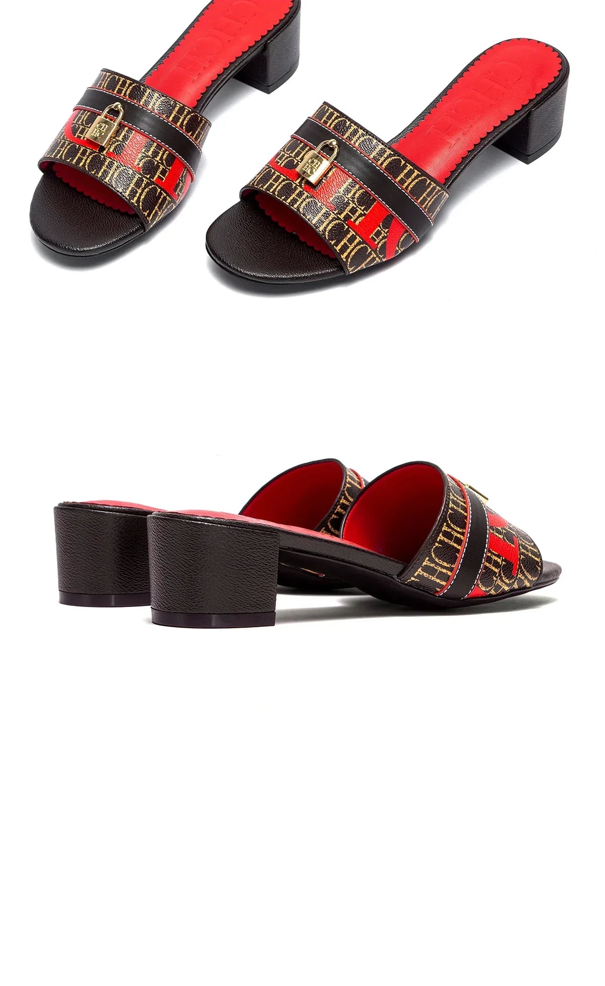 Woman Middle Heel Slippers Luxury Brand Women's Shoes Retro Design 2025 Summer New