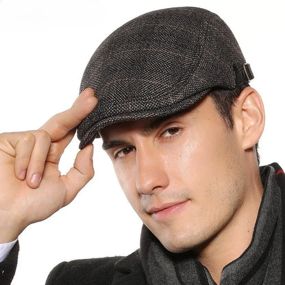 Men Retro Beret British Hats Wool Blend Vintage Herringbone Tweed Men Casual Fashion Hat Flat Keep Warm Caps Gifts