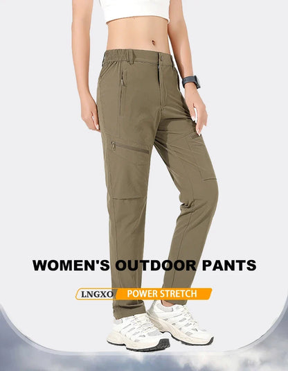 Hiking Pants Women 4-Way Stretch Waterproof Summer Cargo Pants Trekking Climbing Camping Outdoor Sports Mountain Trousers