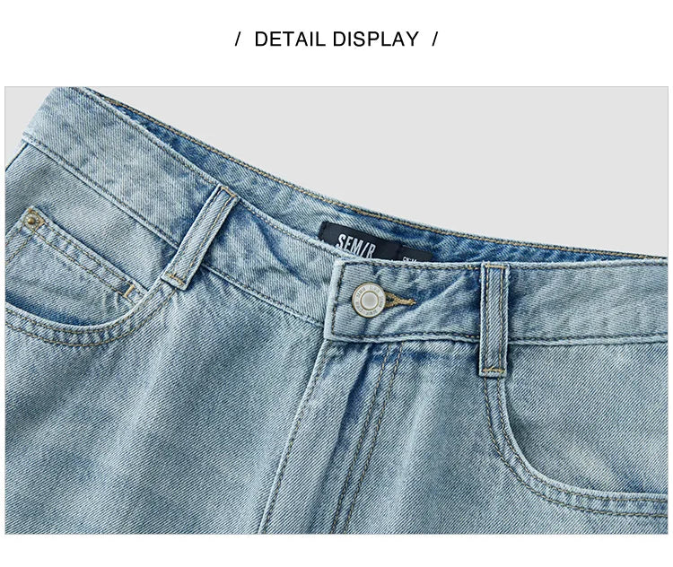 Semir Women Pants Denim Cotton Vintage Distressed Slit Wide Leg Curved Street Style Fashion Cool 2026 Summer Casual Wear Top