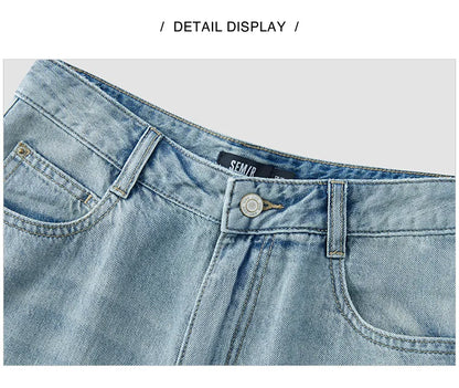 Semir Women Pants Denim Cotton Vintage Distressed Slit Wide Leg Curved Street Style Fashion Cool 2026 Summer Casual Wear Top