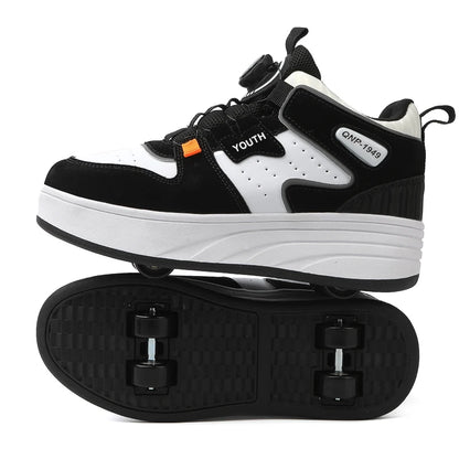 Students Children's Shoes Four Wheel Light Shoes Boys Invisible Roller Shoes Large Size Outdoor Sports Walking Shoes Women