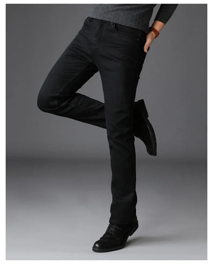 Spring Autumn Men Classic Fashion Brand Jeans Homme Man Soft Stretch Black Biker Masculino Denim Trousers Mens Pants Overalls