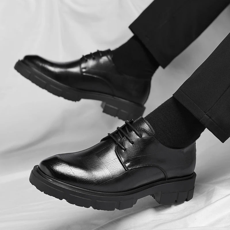 8-10cm Height Increasing Shoes for Men Platform Breathable Lift Casual Inside High Shoes Business Dress Elevator Leather Shoes