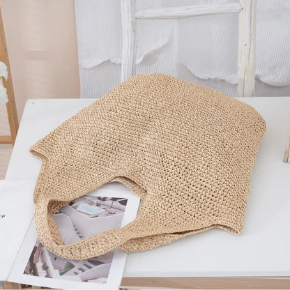 Casual Hobos Large Capacity Straw Women Shoulder Bags Designer Paper Weave Handbags Simple Handmade Summer Beach Big Tote Bag