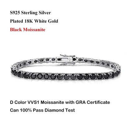 Luxury Real 3/4/5/6.5MM Full Champagne Blue Green Moissanite Tennis Bracelet for Men Women S925 All Red Diamond Bracelets