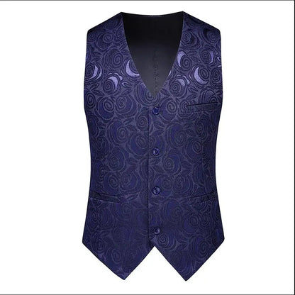 2026 New Men's Red Sleeveless Vest Coat, Single-breasted V Neck Waistcoat, Wedding Party Vests Blue Black Asian Size M-5XL 6XL