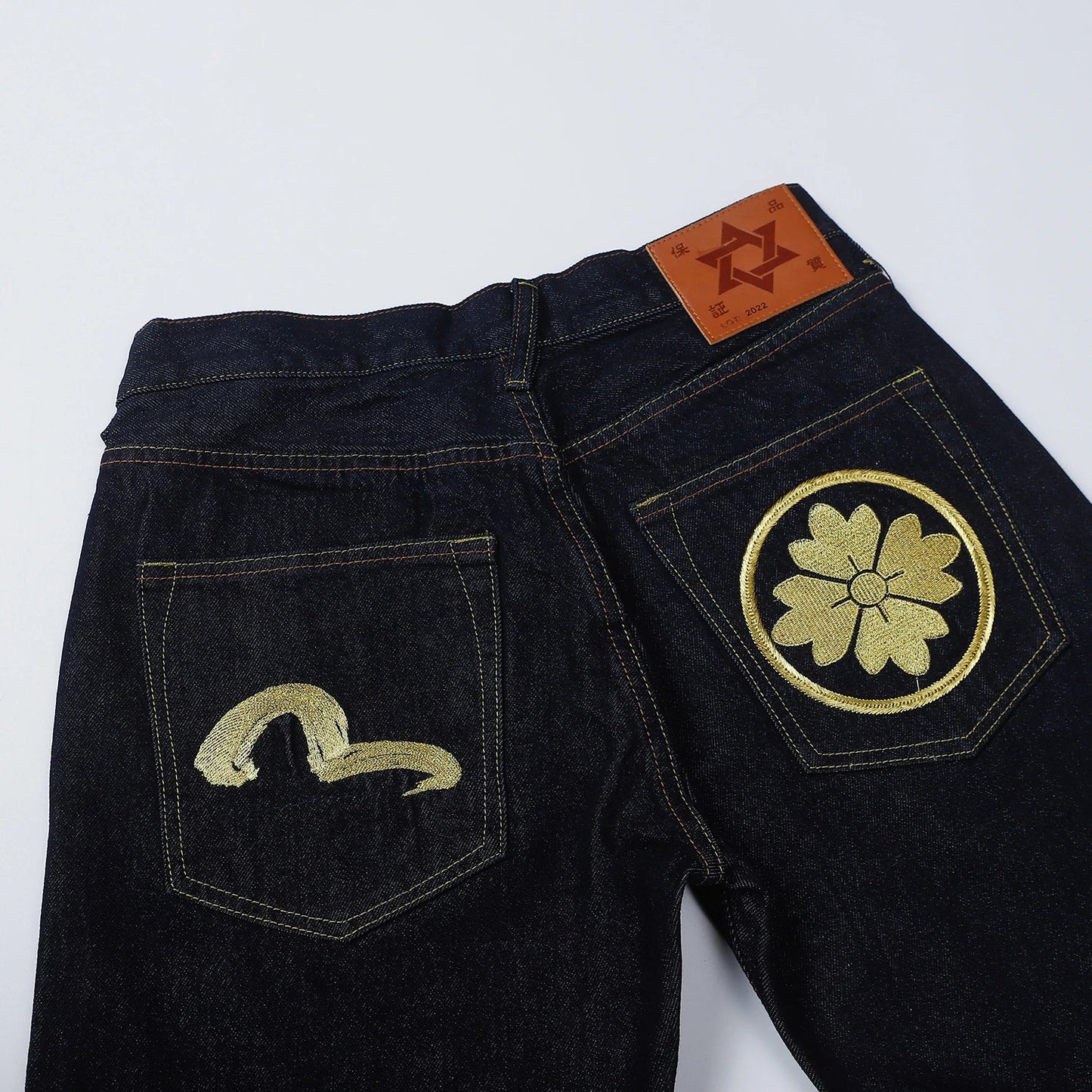 Men Embroidery Denim Shorts Black Hiphop Jeans Pants Cherry Blossom Dragon Totem Washed Zipper Cotton Summer cherry blossoms 024