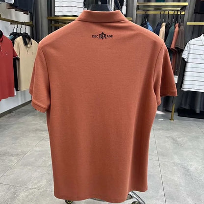 High end 100% cotton short sleeve T-shirt men's lapel top 2024 summer new designer brand embroidery fashion casual polo shirt