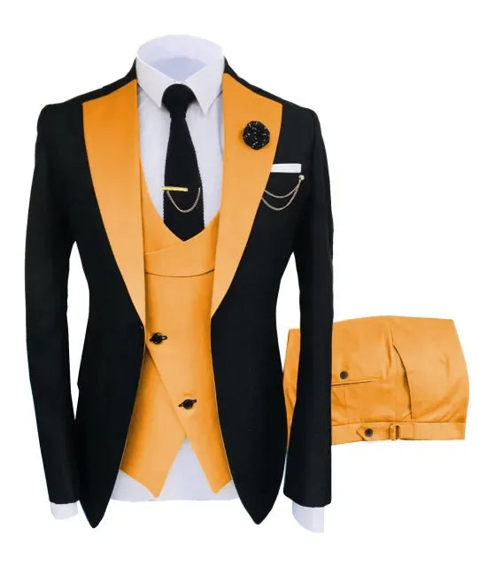 New Costume Slim Fit Men Suit Slim Fit Business Suits Groom Black Tuxedos For Formal Wedding Suit Jacket Pant Vest 3 Pieces