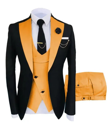 New Costume Slim Fit Men Suit Slim Fit Business Suits Groom Black Tuxedos For Formal Wedding Suit Jacket Pant Vest 3 Pieces