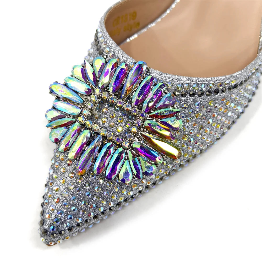 2025 Nigerian Women's Party Shoes and Bags Medium Heel Pointed Toe Elegant Party Footwear With Matching Color Handbag for Women