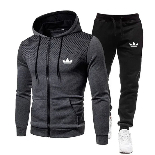Korea Men Jacket Tracksuit Casual Sports Suit Men's Set 2025Autumn Winter Two Pieces Set Mens Sportswear Plus Pants Suit