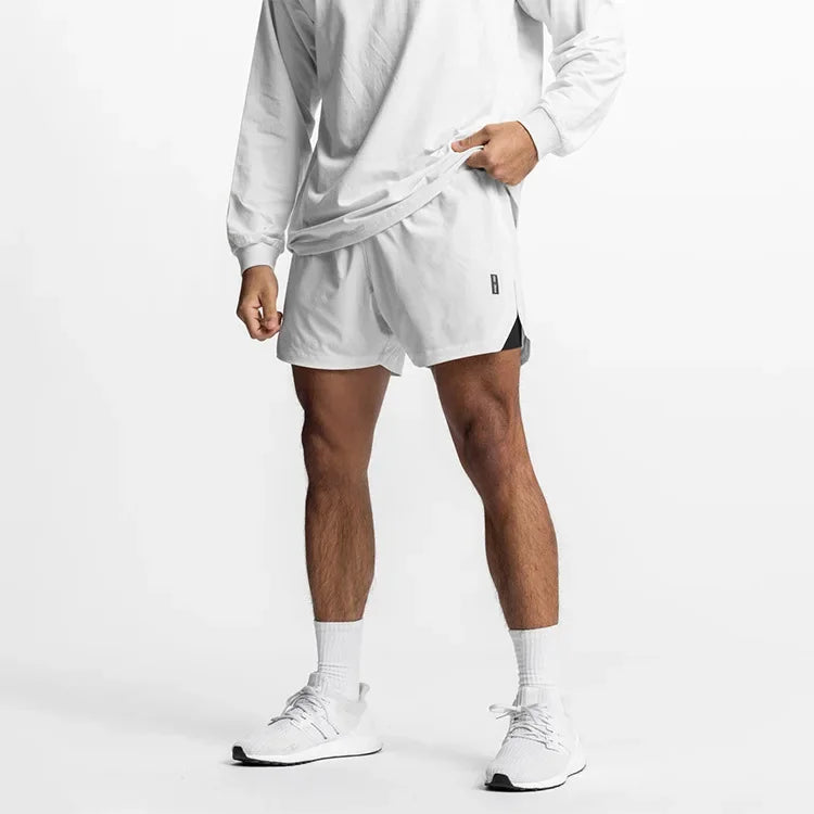 Mens Gym 2 in 1 Jogger Sport Short Pants Man Quick Dry Running Workout Basketball Shorts Male Gym Fitness Sweatpant Bottoms