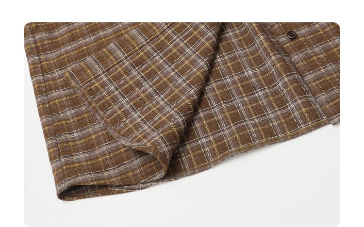 New Women Shirt Loose Casual Long Sleeved Vintage Thick Sanding Female Plaid Blouses Single-breasted Autumn Winter 2026