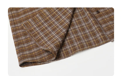 New Women Shirt Loose Casual Long Sleeved Vintage Thick Sanding Female Plaid Blouses Single-breasted Autumn Winter 2026