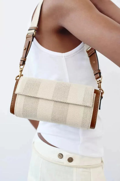 Autumn new women's bag, vanilla yellow flip cover versatile commuting cylindrical bag, cylindrical shoulder crossbody bag