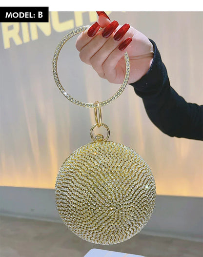 Round Pearl Clutch Purse Handbag Luxury Elegant Evening Bag Ring Handle For Women Bride Bridesmaid Wedding Party Handbag Purses