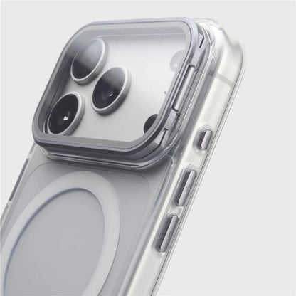 For Magsafe Folding Lens Holder Clear Magnetic Case For iPhone 17Pro Max 15 16Pro 17 With Camera Tempered Glass Hard Back Cover