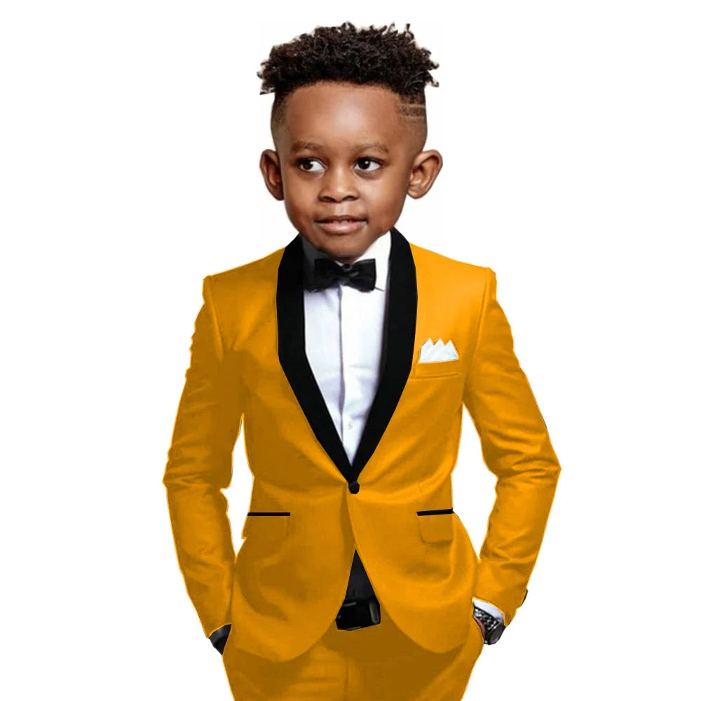New Boys Formal Suits 2 Pieces Jacket Pants School Activities Wear Stylish One Button Kids Tuxedo Wedding Guest Clothes