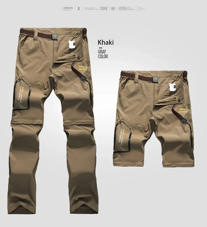 Men's Camping Hiking Pants Trekking Stretch Summer Quick Dry UV-Proof Outdoor Travel Trousers Detachable into Shorts