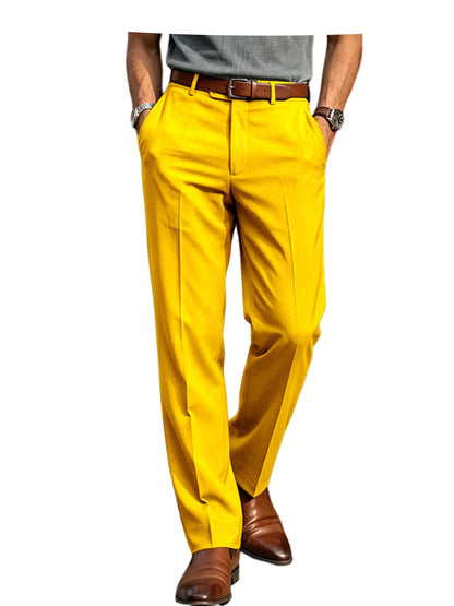 Men's Formal Linen Summer Pants Classic Straight Suit Trousers Lightweight Breathable Soft Fashion Casual For Office Daily Wear