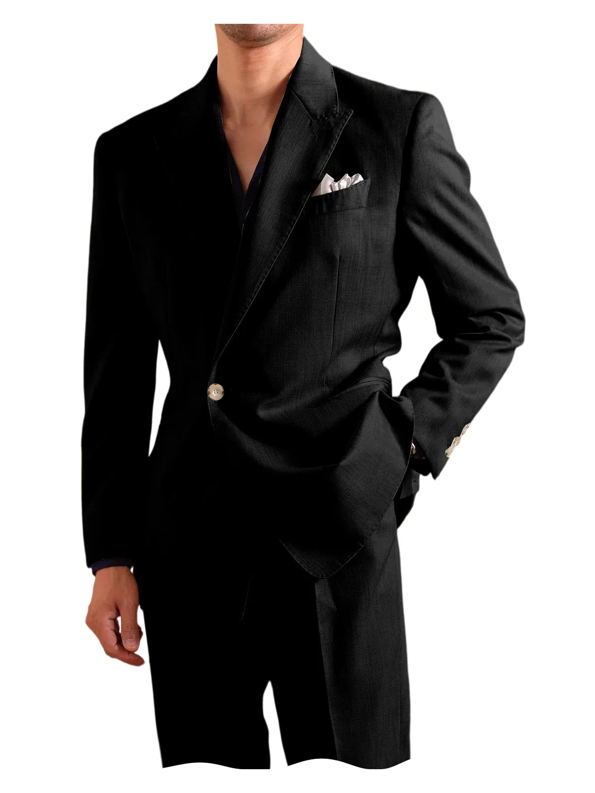 Men's 2 Piece One Button Suit Set Peak Lapel Slim Fit Blazer Long Pants Formal Wear for Wedding Party Prom Business