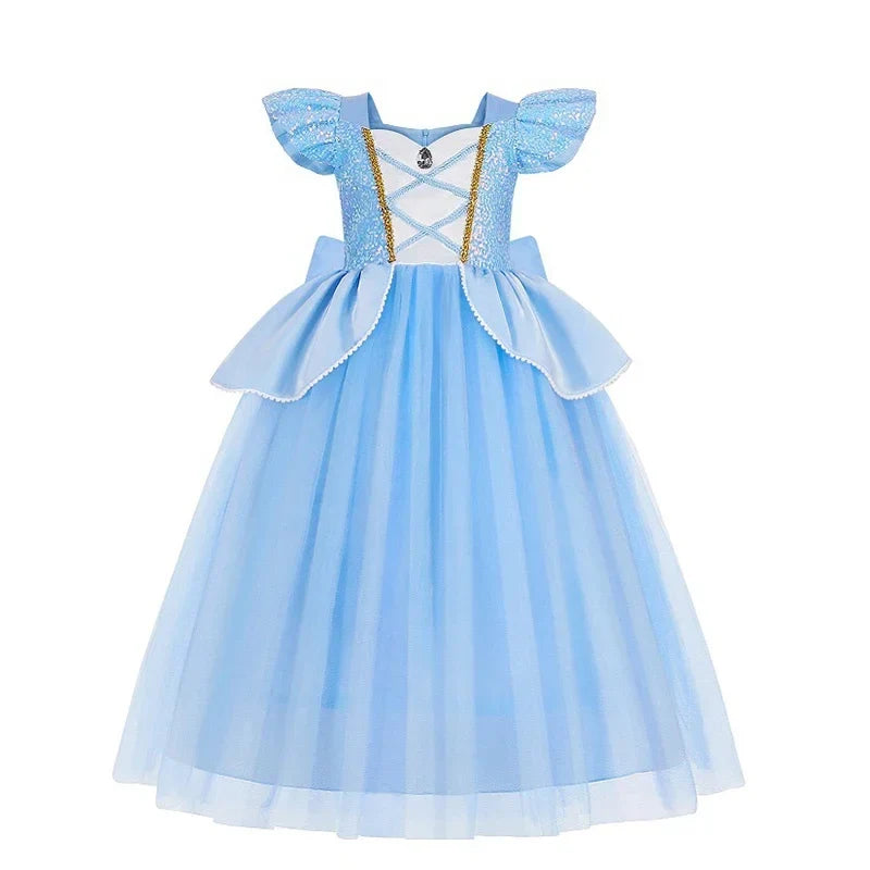 Deluxe Elegant Cinderella Princess Ball Gown Fancy Birthday Cinderella Party Dress Vestidos Costume Play Carnival Apparel