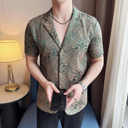 Summer Thin Ice Silk Without Lining Men Suit Coats 2025 New High-end Fashion Jacquard Casual Social Shirt Coat Men Clothing