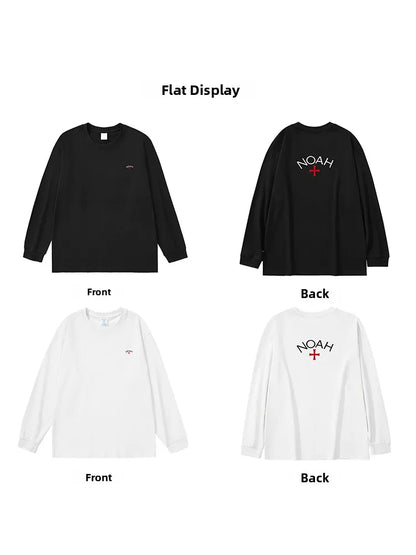 American Retro Heavyweight Pure Cotton Long Sve T-irt Men's Loose round Ne Printed Base irt Youth Faion Trend