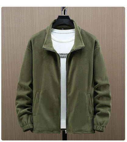 Solid Color Polar Fleece Jacket Men Winter Thcik Warm Fleece Jacket Coat Plus Size 12XL Fashion Casual Polar Fleece Coat Male