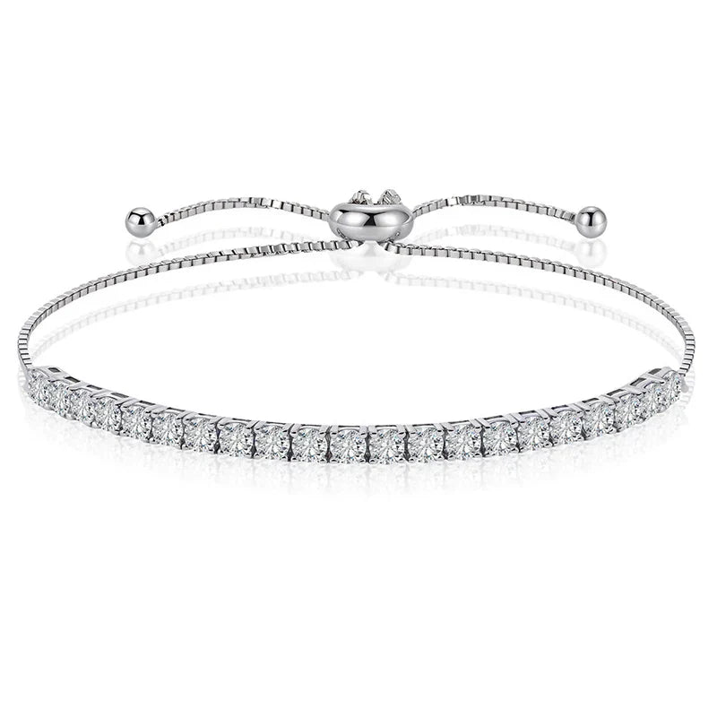 3/4/5mm Adjustable Moissanite Tennis Bracelet for Women Men D Vvs1 Round Gems Lab Diamond Chain S925 Sterling Silver