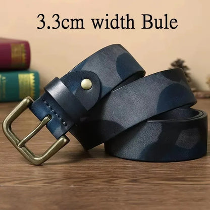 3.3CM 3.8CM Camouflage Tactical Belt Solid Brass Buckle Sports Strap Cowskin Real Genuine Leather Belt Military Belt