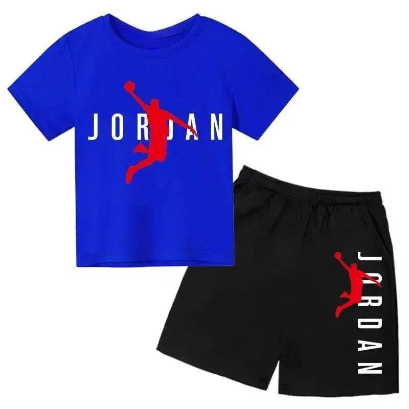 Summer Brand Letter Print Short Sleeve Kid T-shirt+shorts 2pcs Set for Boys and Girls Fashionable Casual Children's Set Outfits