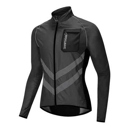 Windproof Cycling Jacket MTB Bike Jersey Outdoor Sport Cycling Windbreaker Rainproof Reflective Bike Clothing Navy Blue