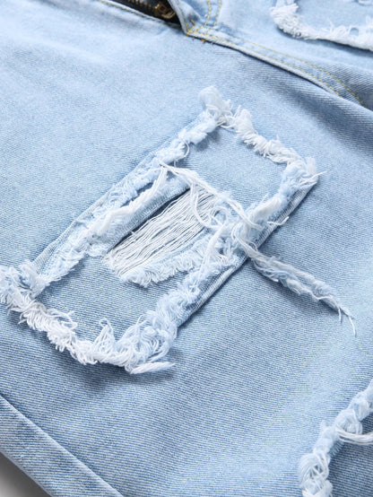 Holes Men Jeans Ankle Length Pants Denim Skinny Ripped Solid Vintage Wash Distressed Slim Fit Pockets 2024 High Street