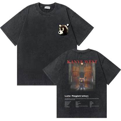 Washed Vintage Rapper Kanye West Graphic T-shirts THE LIFE OF PABLO Cover Print Tshirt Men Hip Hop Fashion Oversized T Shirts