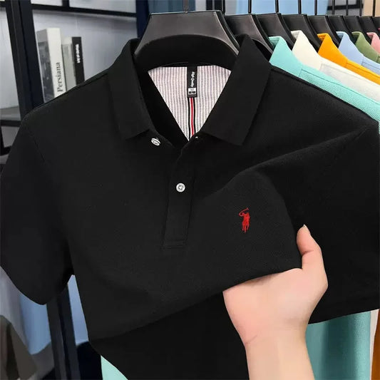 Luxury brand short sleeve men polo shirt summer ice silk breathable high-end pony embroidery design casual business Paul T-shirt