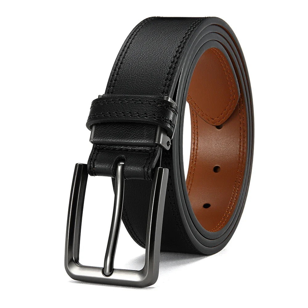 Men's Leather Belt Needle Buckle Belt Casual Genuine Leather LONG Large Belts Cowhide Belts for Man