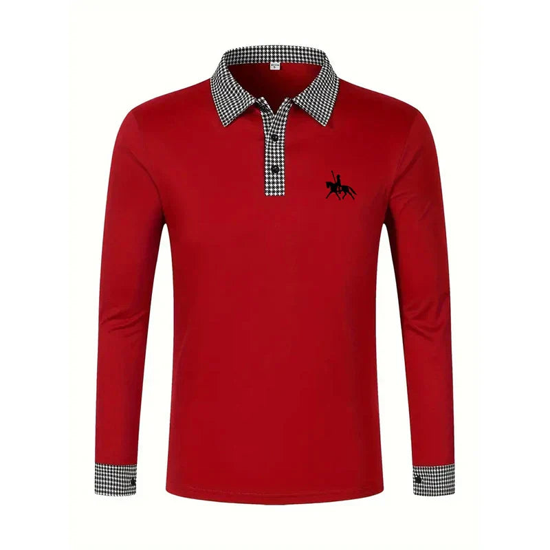 Spring and Autumn Men's Long Sleeve Polo Shirt Classic Business Office T-shirt Male Street Casual Fashion Solid Color Top