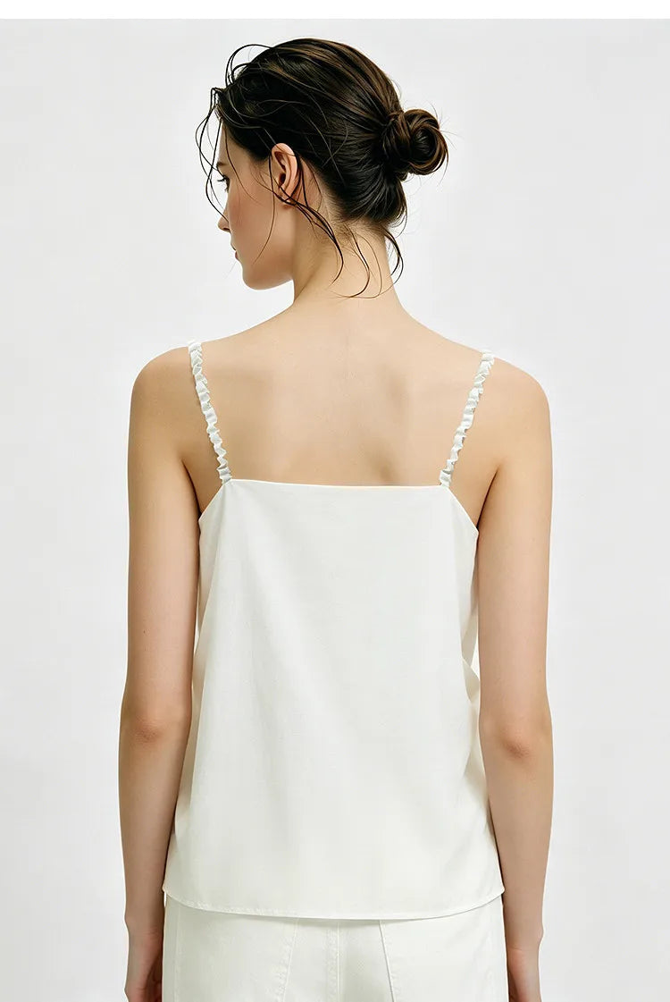 Women's Camisole 2026 Summer New Metal Detail Linen Blend Spaghetti Strap Loose Casual Sleeveless Tank Top Women 12642102