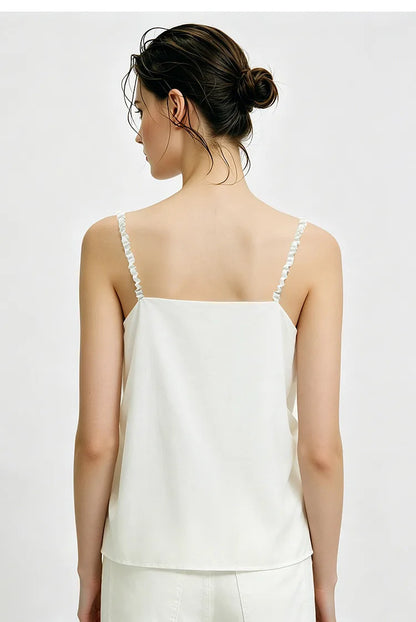Women's Camisole 2026 Summer New Metal Detail Linen Blend Spaghetti Strap Loose Casual Sleeveless Tank Top Women 12642102