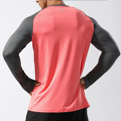 Men's Sport Long Sleeve Tops Quick Dry Fitness T-shirts Bodybuilding Gym Tees Casual Skinny Elastic Breathability Sportswear