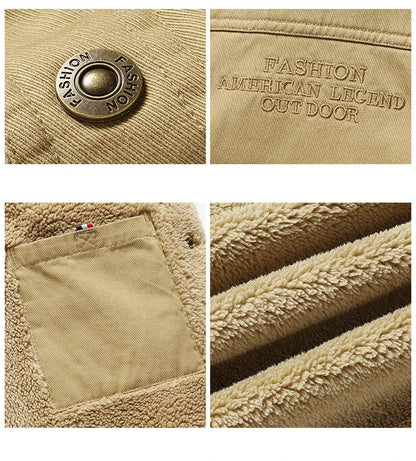 Men 2025 Winter New Fleece Thick Warm Jacket Men Fashion Casual Windproof Coat Men Autumn Outwear Outdoor Fur Collar Jacket Men