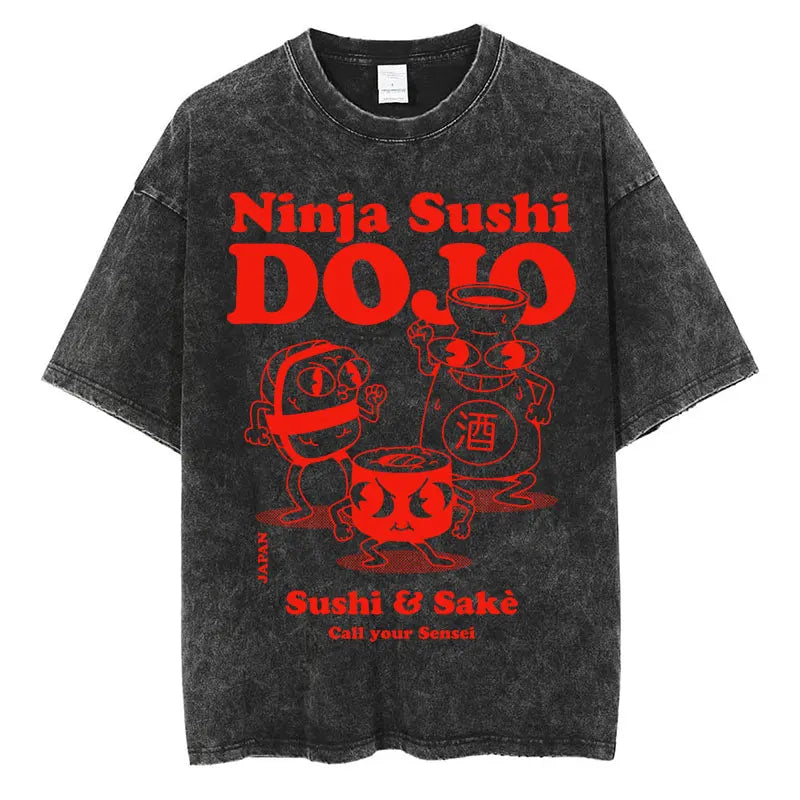Japanese Tokyo Tokyo Culture Print Washed T Shirt Funny Fashion Vintage Men Women T-shirts Cotton Casual Loose Tees Streetwear