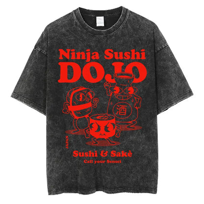 Japanese Tokyo Tokyo Culture Print Washed T Shirt Funny Fashion Vintage Men Women T-shirts Cotton Casual Loose Tees Streetwear