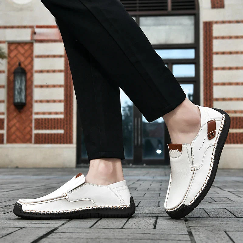 Handmade Leather Men Shoes Casual Comfortable Slip On Loafers Men Leather Shoes Flats Moccasins Walking Shoes