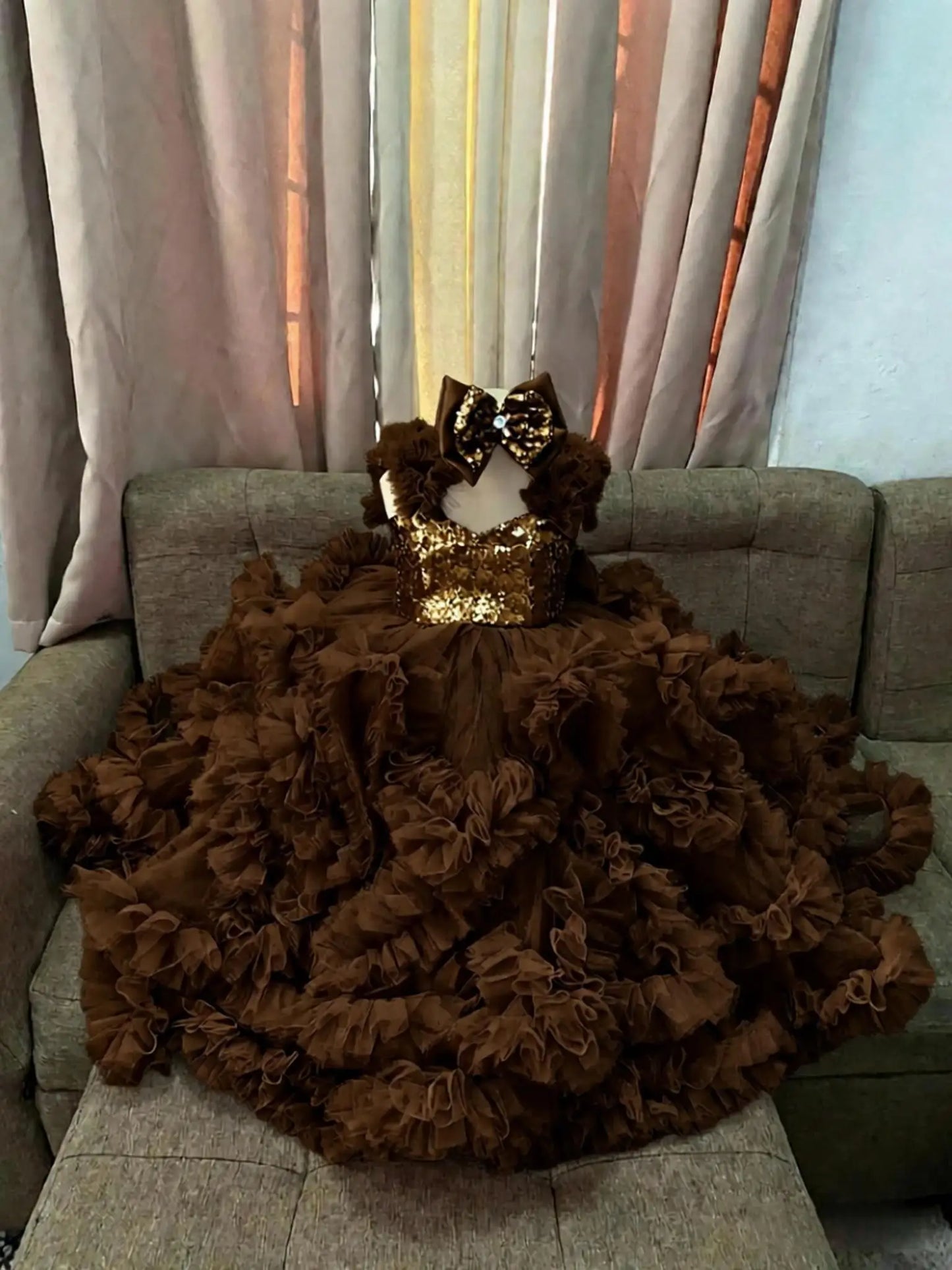 Luxury Ball Gown Girls Birthday Party Gowns Ruffles Sequined Flower Girl Dress For Wedding Customized Princess Child Prom Dress